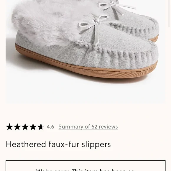 NWT J. Crew Gray Women's Heathered Faux-Fur Lined Slippers • Size 8 - Picture 8 of 10
